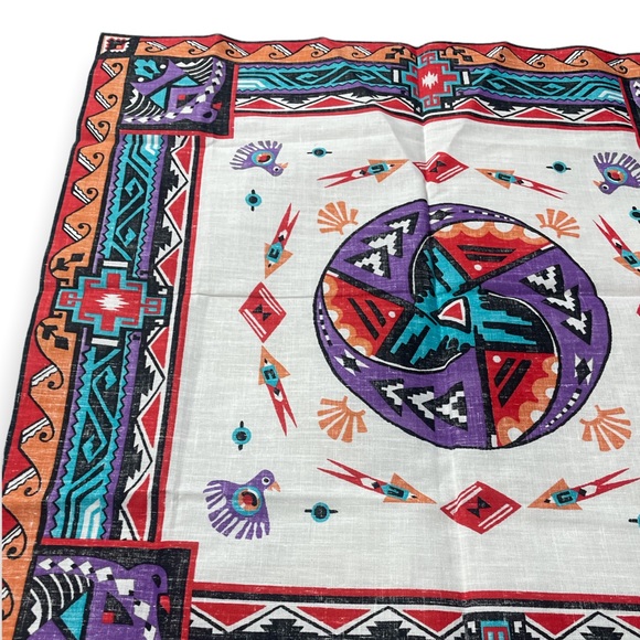 NWT Deadstock Vintage Wamcraft Colorful Native American Style Bandana Made USA - Picture 5 of 7